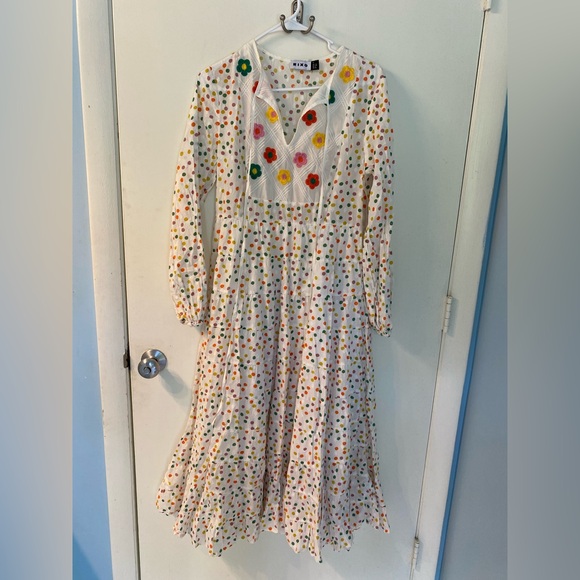 RIXO Eliza Pollen Spot Embroidery Dress Size 8 - Picture 2 of 12